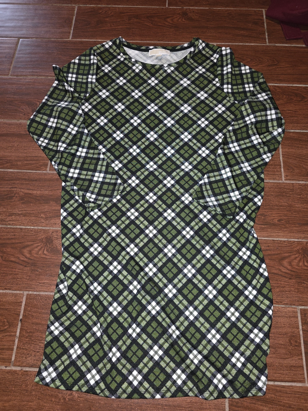 Michael Kors Green Black White Plaid Dress